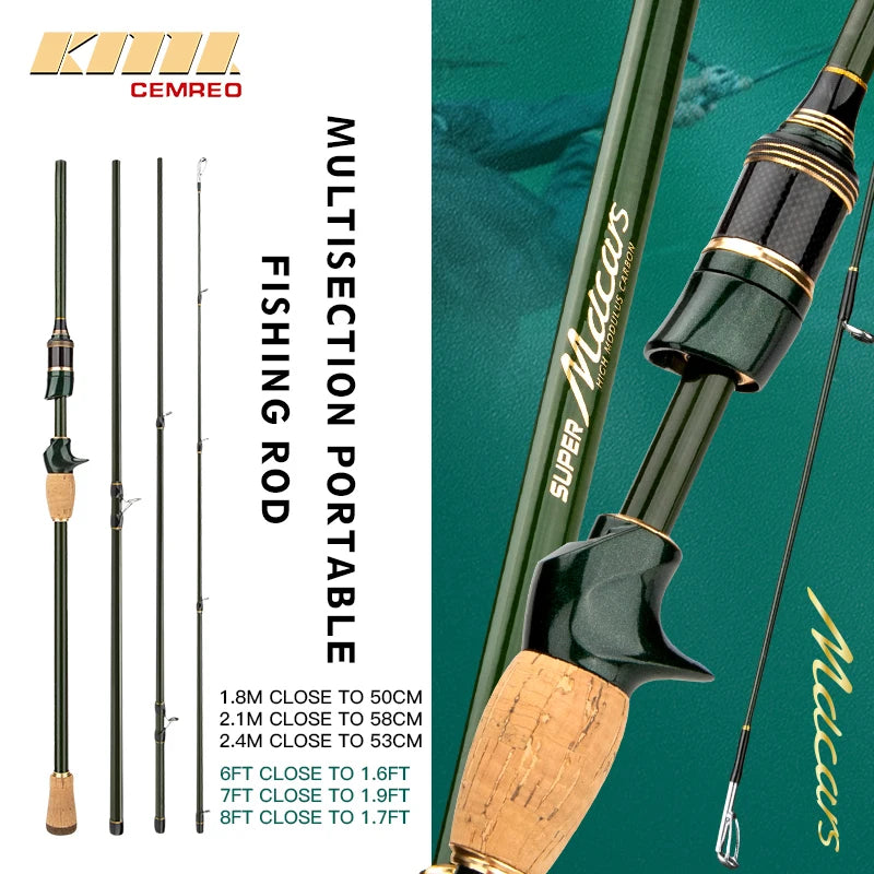 CEMREO Travel Rod Spinning Casting Carbon Fishing Rod 1.8m/2.1m/2.4m Portable Fishing Rod Good Quality Fishing Tackle MACARS