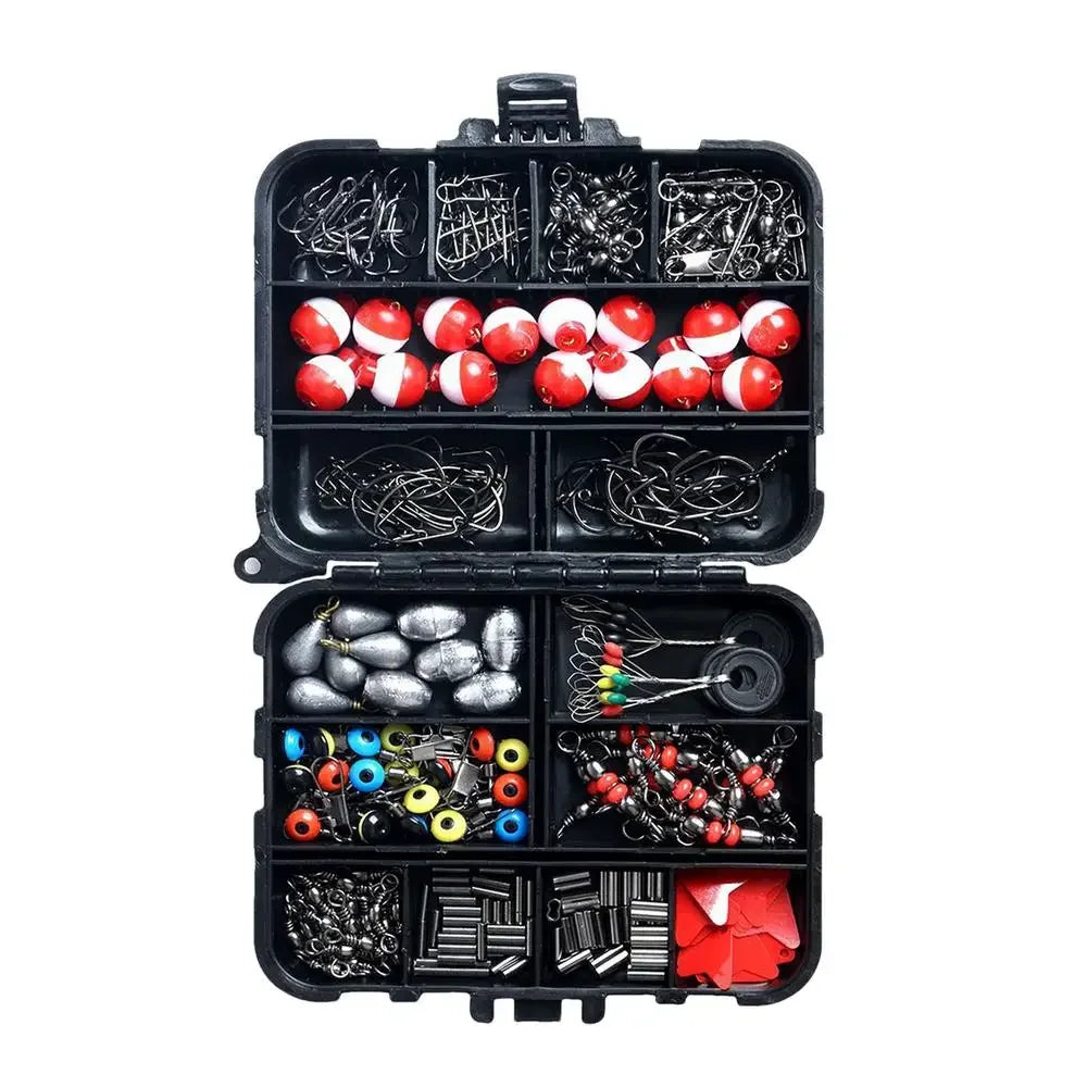 263pcs/Set Fishing Tackle Box With Plier Jig  Sinker Weight Rolling Swivels Snaps Sinker Slides Float Fishing Equipment set