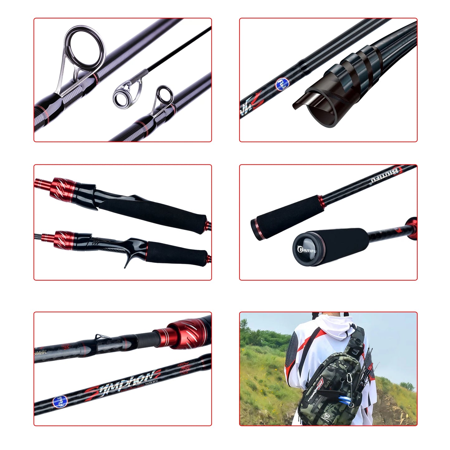 BIUTIFU Spinning Casting Fuji Lure Mini Traveller Rock Fishing Rod 3.0/2.4/2.1/1.8m T800Carbon Baitcasting Ultralight Fast 5-42g