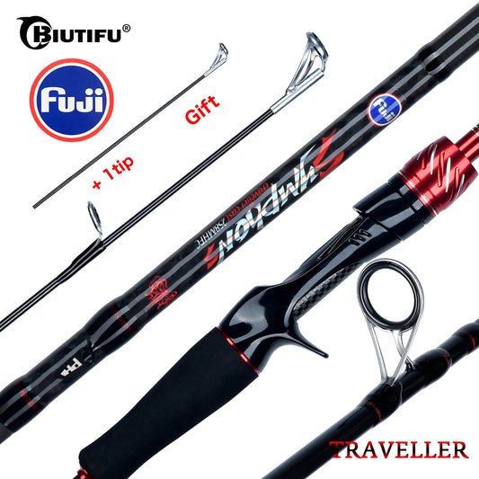 BIUTIFU Spinning Casting Fuji Lure Mini Traveller Rock Fishing Rod 3.0/2.4/2.1/1.8m T800Carbon Baitcasting Ultralight Fast 5-42g