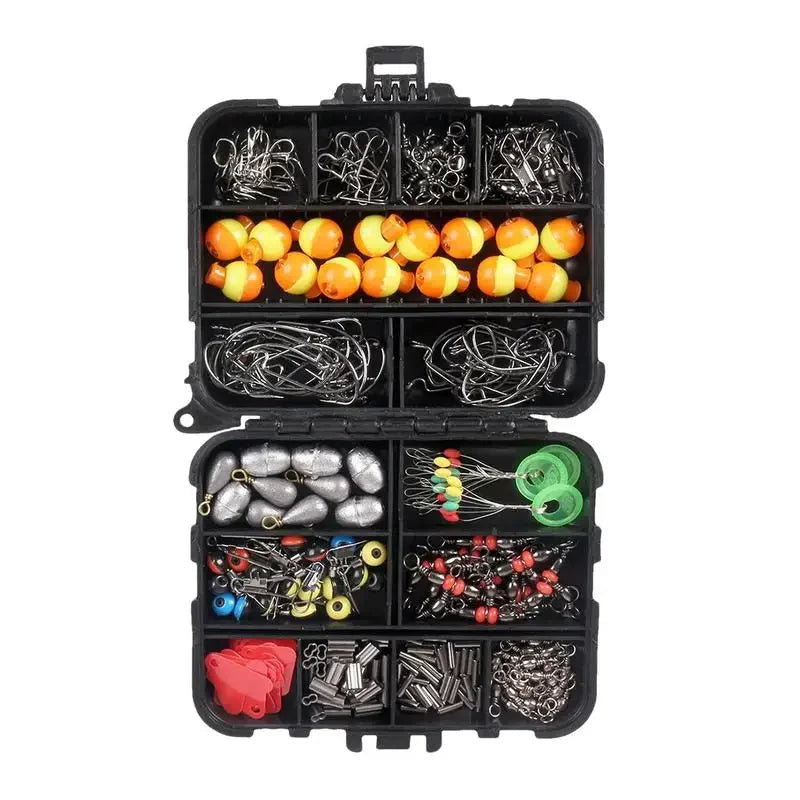 263pcs/Set Fishing Tackle Box With Plier Jig  Sinker Weight Rolling Swivels Snaps Sinker Slides Float Fishing Equipment set